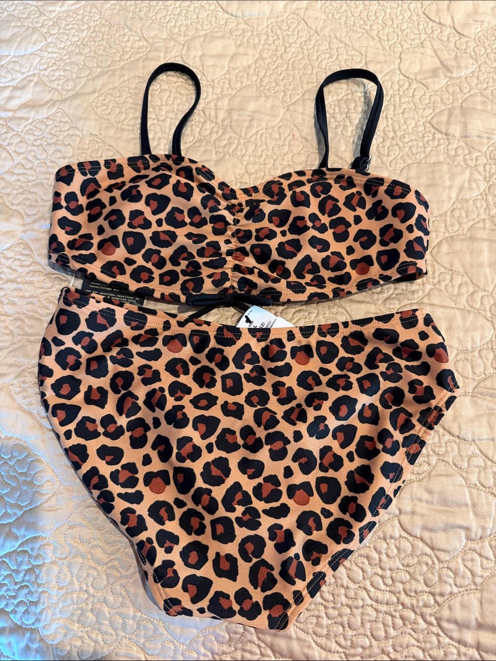 art class Leopard Print Bikini Set - Black and Tan